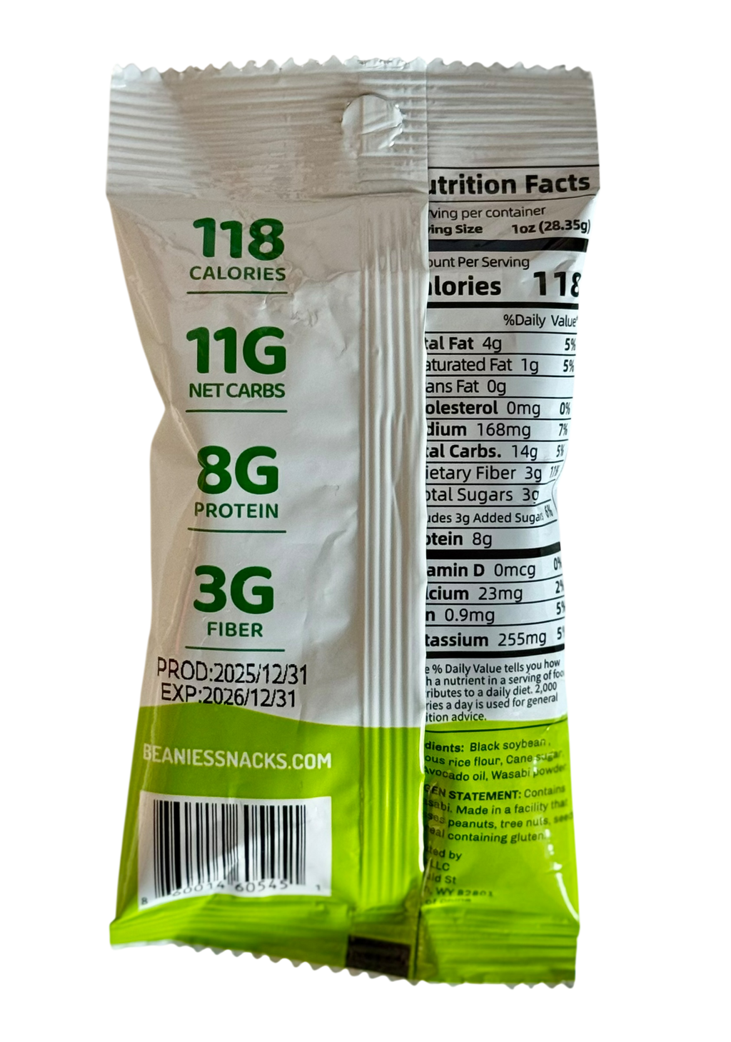 Wasabi Flavored Crunchy Coated Black Soybeans - 20 (1 oz) package