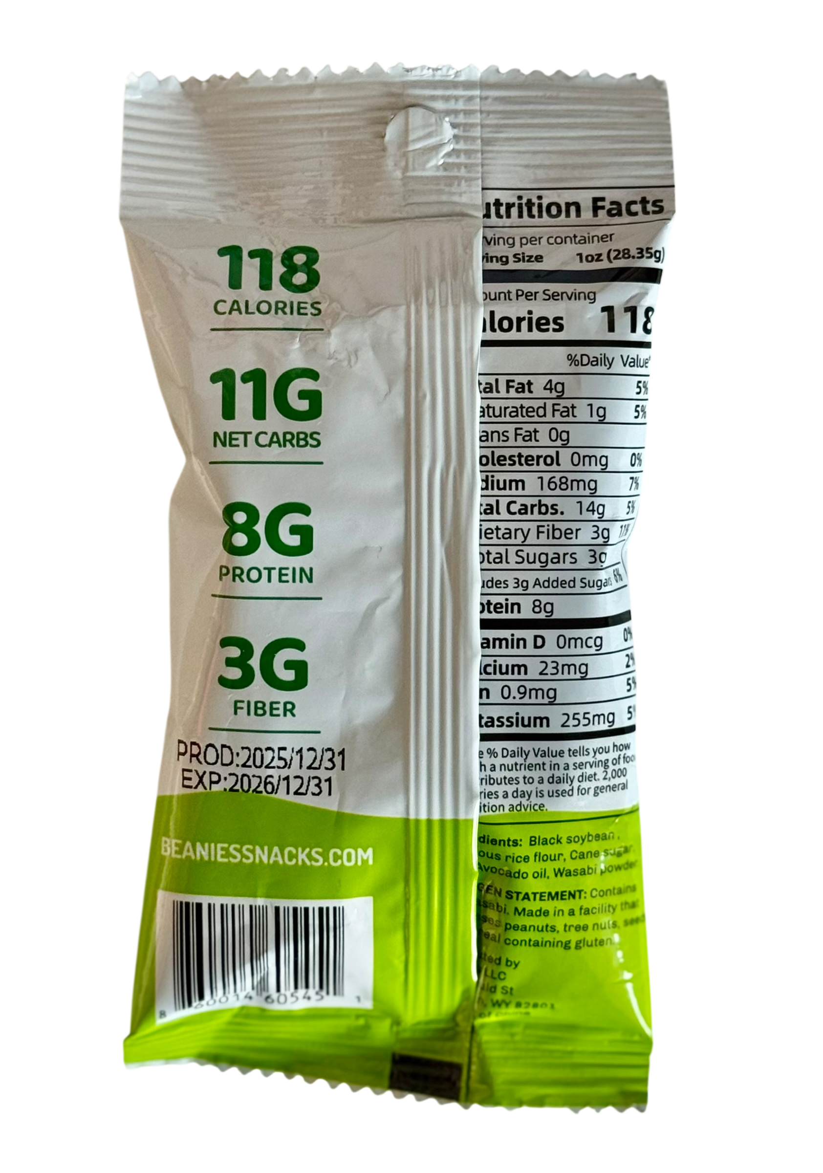 Wasabi Flavored Crunchy Coated Black Soybeans - 20 (1 oz) package