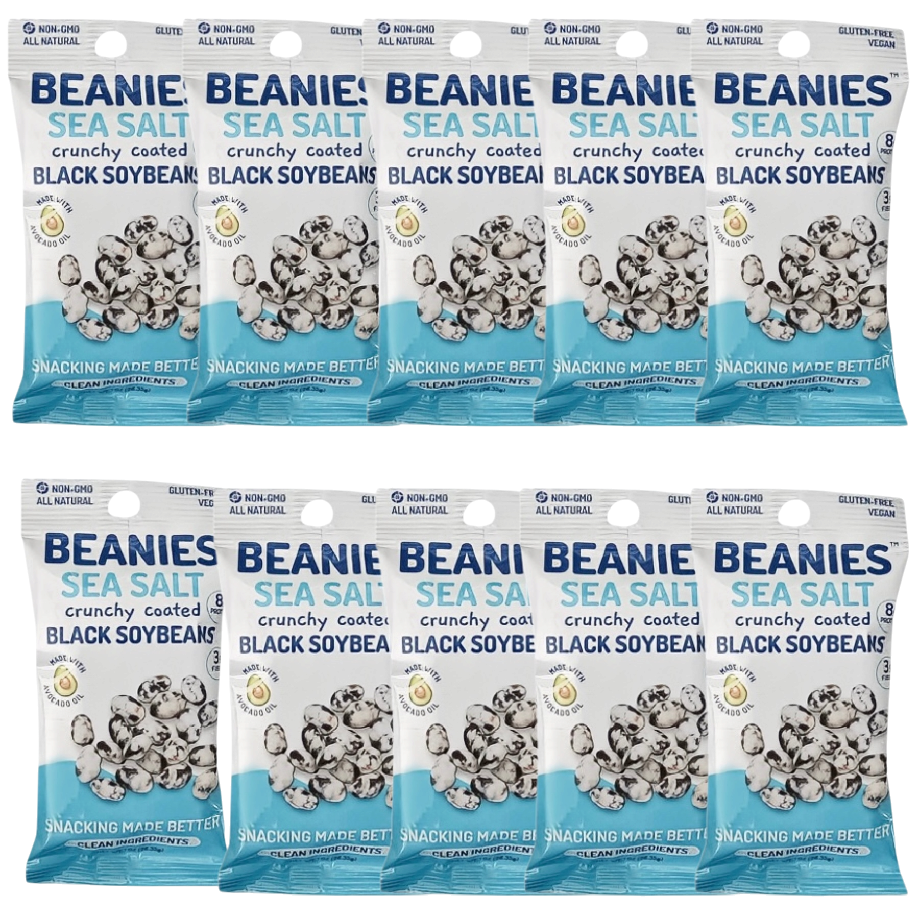 10 Sea Salt Flavor Crunchy Coated Black Soybeans - 1 oz packages