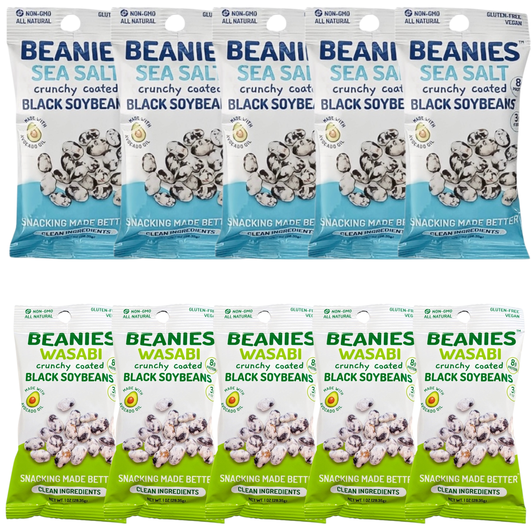 10 Variety Pack (5 Sea Salt, 5 Wasabi) - 1 oz packages
