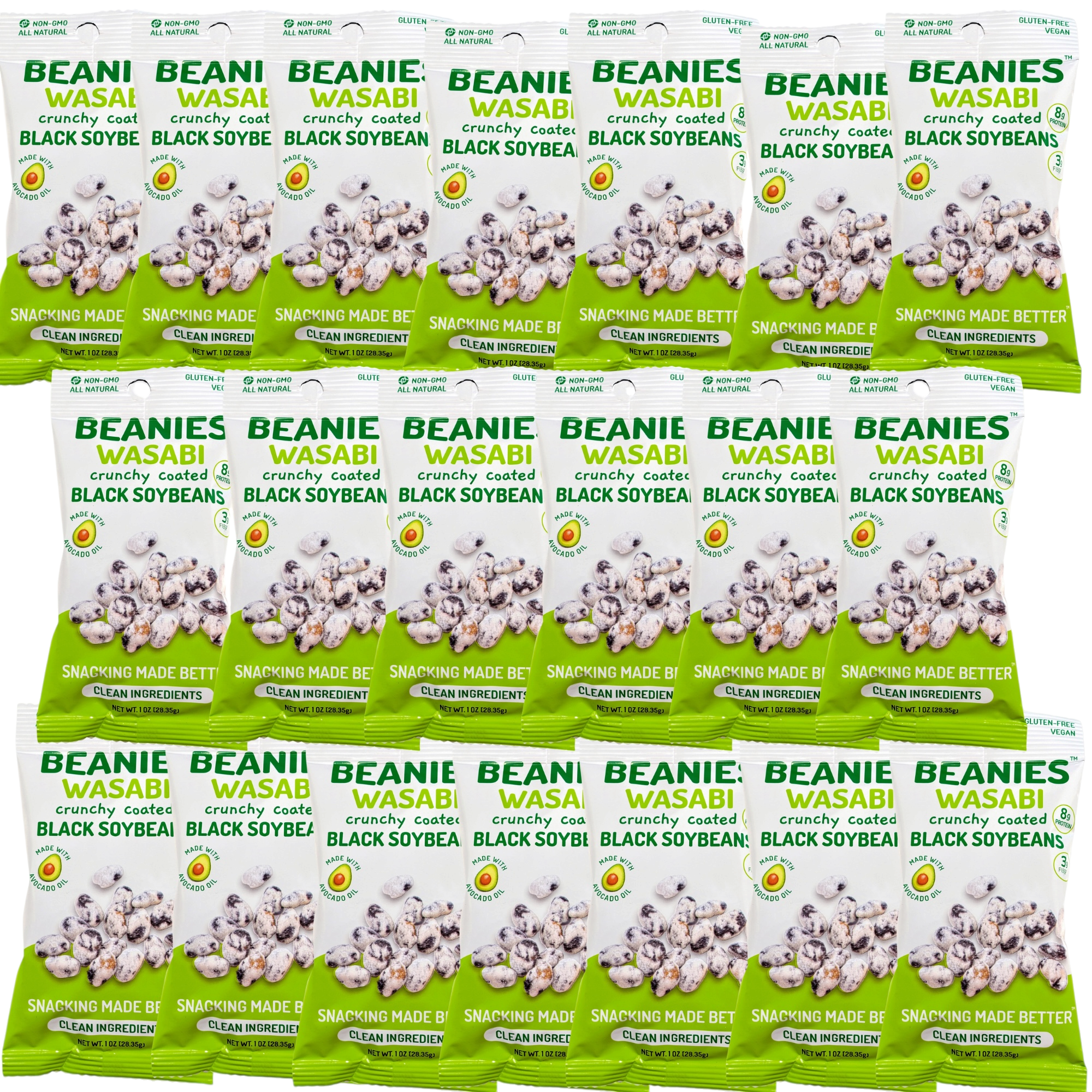 20 Wasabi Flavored Crunchy Coated Black Soybeans - (1 oz) packages