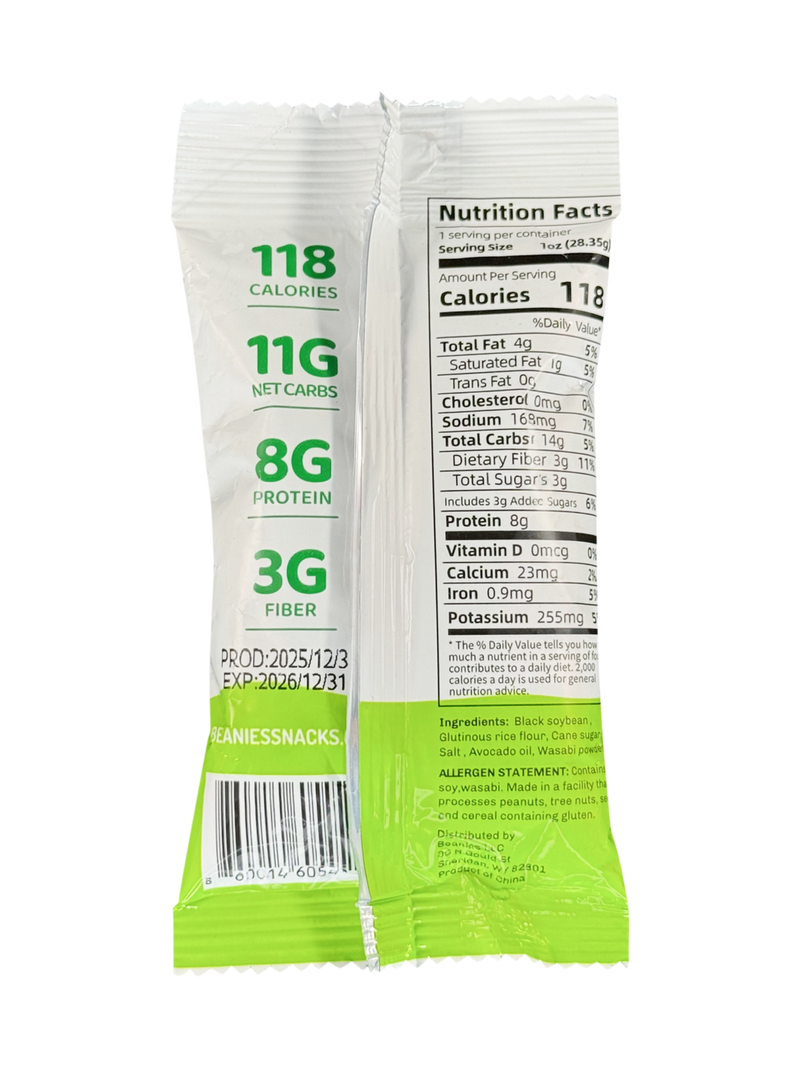 20 Wasabi Flavored Crunchy Coated Black Soybeans - (1 oz) packages
